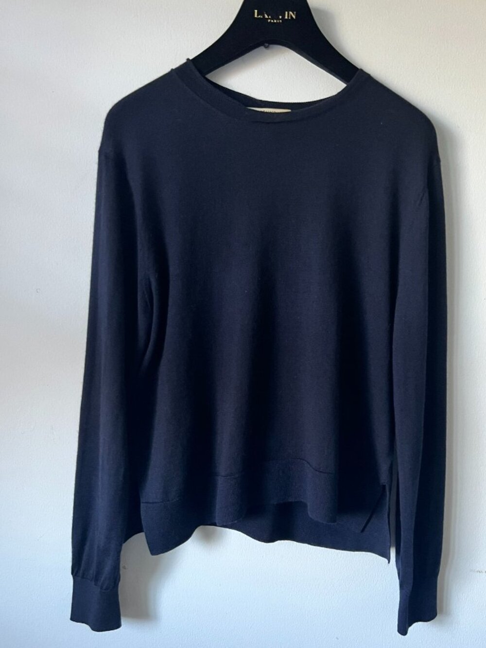 Celine Paris Dark Navy Blue Crewneck Fine Knit Sweater S/XS